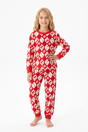 Kız Çocuk %100 Pamuk ve Baskılı Pijama Takımı 3-13 Yaş 12738IS