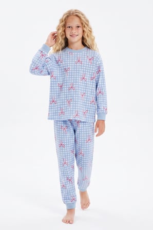 Kız Çocuk %100 Pamuk ve Baskılı Pijama Takımı 3-13 Yaş 12738IS