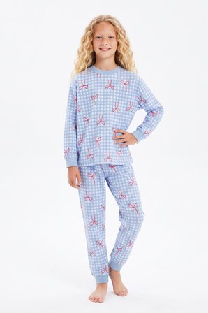Kız Çocuk %100 Pamuk ve Baskılı Pijama Takımı 3-13 Yaş 12738IS