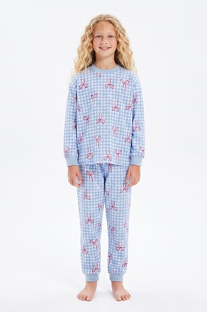 Kız Çocuk %100 Pamuk ve Baskılı Pijama Takımı 3-13 Yaş 12738IS