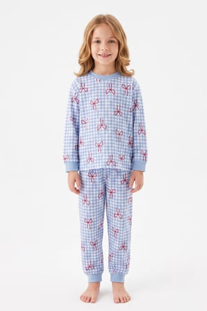 Kız Çocuk %100 Pamuk ve Baskılı Pijama Takımı 3-13 Yaş 12738IS