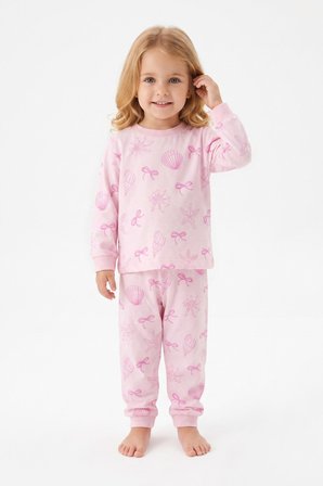 %100 Pamuk ve Baskılı Kız Çocuk Pijama Takımı 9-36 Ay 12741IS