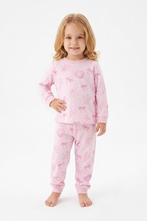 %100 Pamuk ve Baskılı Kız Çocuk Pijama Takımı 9-36 Ay 12741IS