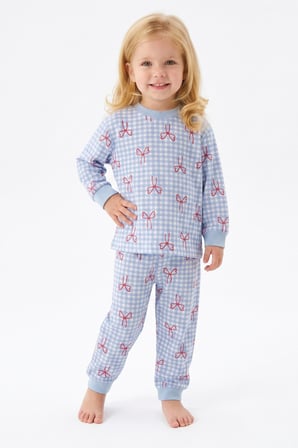 %100 Pamuk ve Baskılı Kız Çocuk Pijama Takımı 9-36 Ay 12741IS
