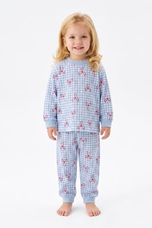 %100 Pamuk ve Baskılı Kız Çocuk Pijama Takımı 9-36 Ay 12741IS