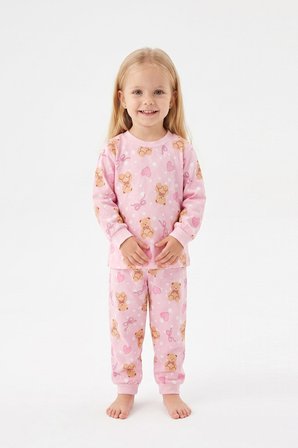 %100 Pamuk ve Baskılı Kız Bebek Pijama Takımı 9-36 Ay 12742IS