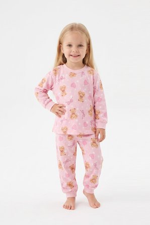 %100 Pamuk ve Baskılı Kız Bebek Pijama Takımı 9-36 Ay 12742IS