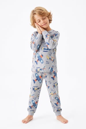 Erkek Çocuk %100 Pamuk Pijama Takımı 3-8 Yaş 12736IS