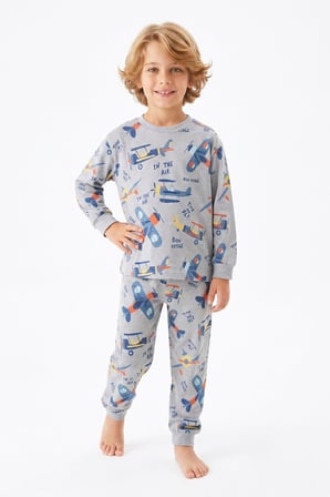Erkek Çocuk %100 Pamuk Pijama Takımı 3-8 Yaş 12736IS