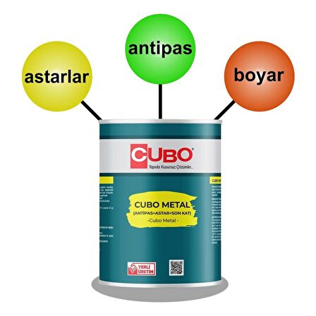 Cubo Metal Pas Boyası Siyah 0,75 Litre