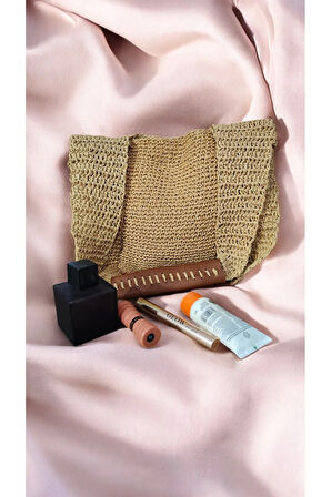 El Yapımı Sapı Derili Kol Çantası