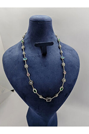 7 Element Gümüş Renk Çelik Kolye