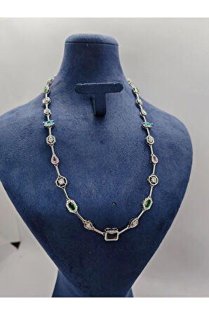 7 Element Gümüş Renk Çelik Kolye