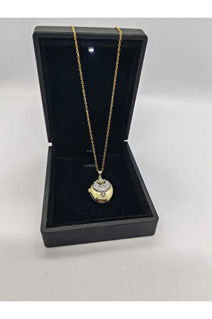 Gold Renk Çelik Alya Kolye