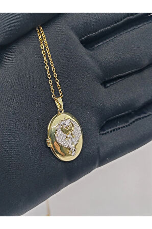 Gold Renk Çelik Alya Kolye