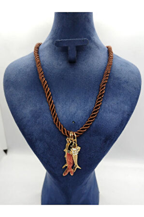 Örgü İpli Balık figürlü Kolye