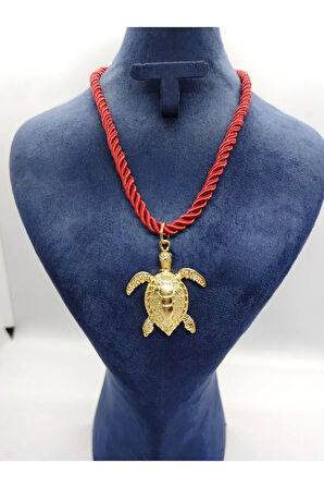 Örgü İpli Kaplumbağa Figürlü Kolye