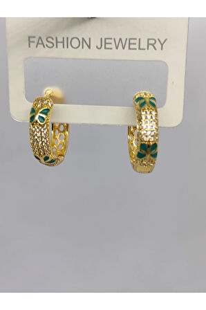 Çelik Halka Gold Kelebekli Küpe