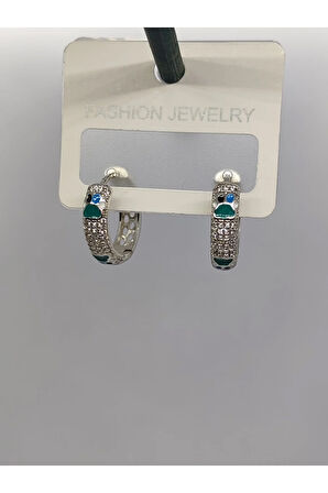 Çelik Halka Gümüş Renk Şekilli Küpe