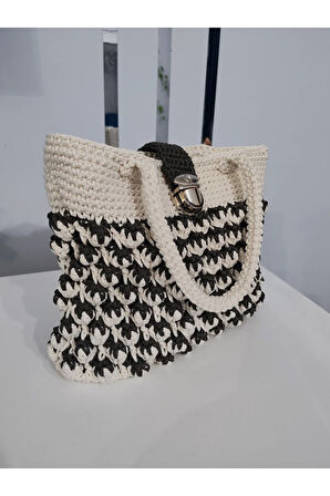 El Yapımı Orta Boy Pamuk Figürlü El ve Kol Çantası