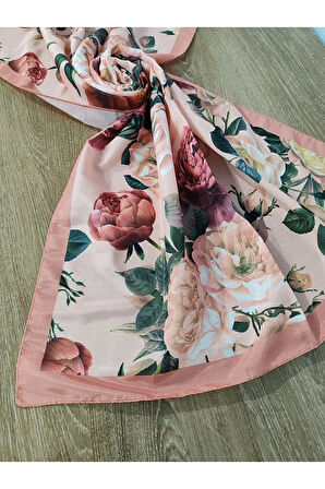 Çiçek Desenli Pamuk Şal Somon