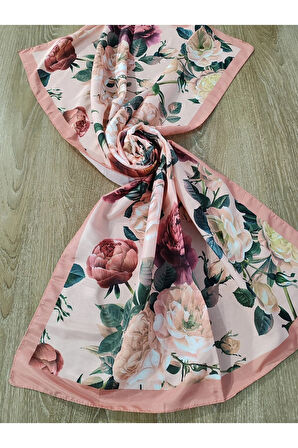 Çiçek Desenli Pamuk Şal Somon