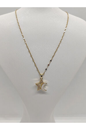 Ayyıldız Figürlü Çelik Kolye Gold