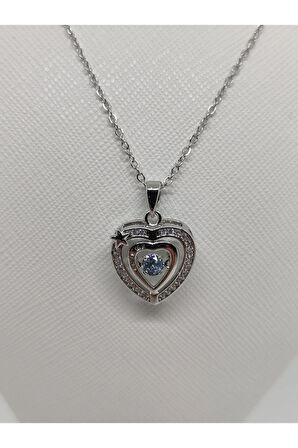 Kalp Figürlü Çelik Kolye Silver