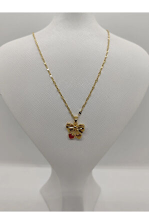 Kalpli Kurdela Figürlü Çelik Kolye Gold