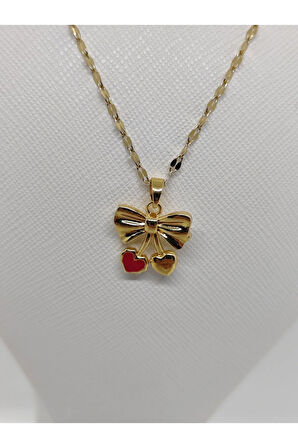 Kalpli Kurdela Figürlü Çelik Kolye Gold