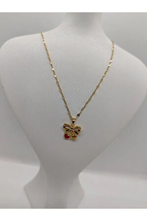 Kalpli Kurdela Figürlü Çelik Kolye Gold