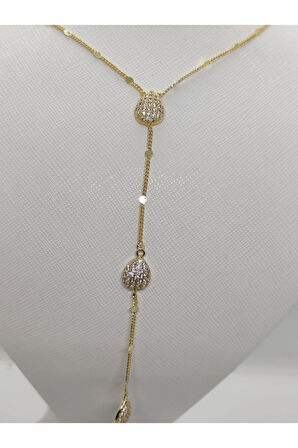 Taşlı Figürlü Çelik Y Kolye Gold