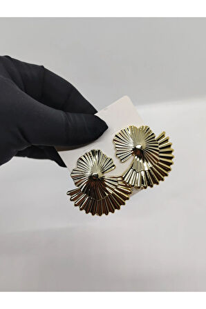 Çelik Büyük Yelpaze Figürlü Küpe