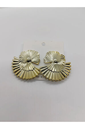 Çelik Büyük Yelpaze Figürlü Küpe