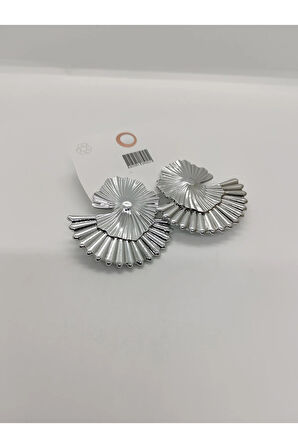 Çelik Büyük Yelpaze Figürlü Küpe