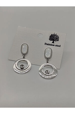 Çelik Sallantılı Yuvarlak Küpe Silver