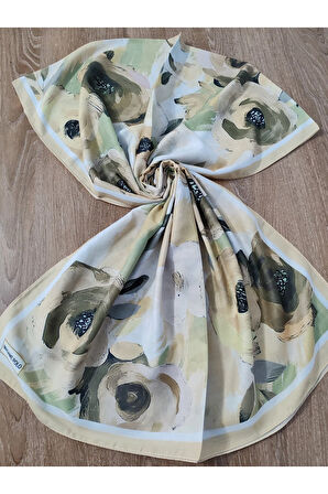 Madame Polo Büyük Çiçek Desenli Şal Sarı