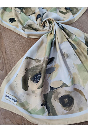 Madame Polo Büyük Çiçek Desenli Şal Sarı