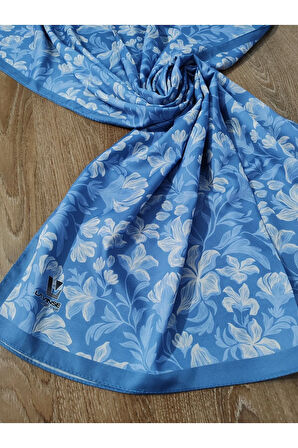 Lavinse Çiçek Desenli Şal Mavi