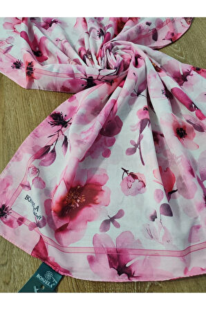 Bonjela Çiçek Desenli Şal Pembe
