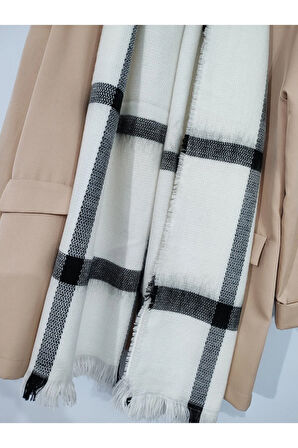 Omuz ve Boyun Şalı Zara Şal Ekru Siyah