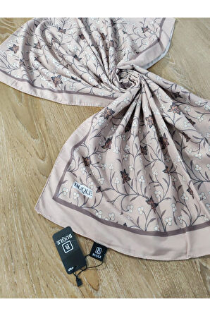 Renkli Desenli Boyun ve Tesettür Şal Ekru