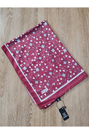 Renkli Desenli Boyun ve Tesettür Şal Bordo