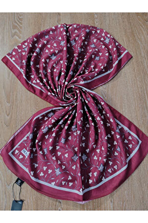 Renkli Desenli Boyun ve Tesettür Şal Bordo