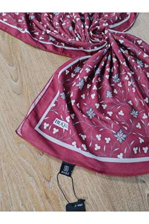 Renkli Desenli Boyun ve Tesettür Şal Bordo