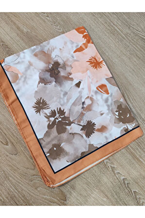 Renkli Desenli Boyun ve Tesettür Şal Turuncu