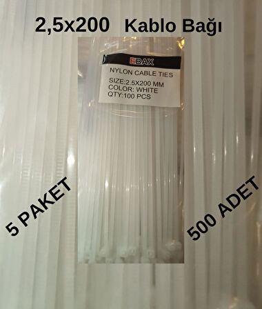 Ebax Kablo Bağı 200*2.5 5 Paket (500ad.)