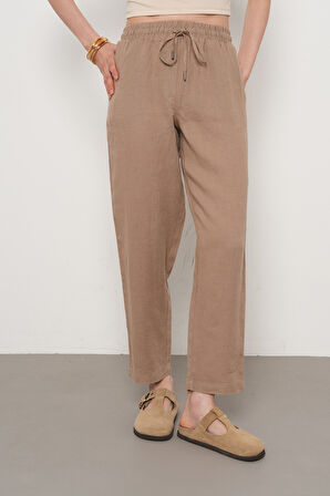 KADIN %100 İNCE KETEN REGULAR KALIP PANTOLON