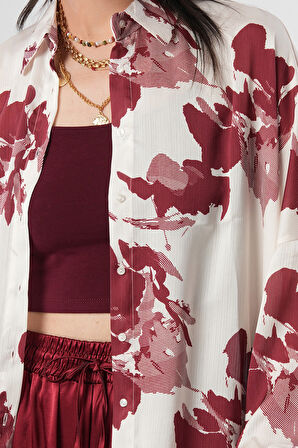 KADIN KARIŞIK DESENLİ OVERSİZE DİJİTAL GÖMLEK