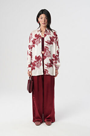 KADIN KARIŞIK DESENLİ OVERSİZE DİJİTAL GÖMLEK